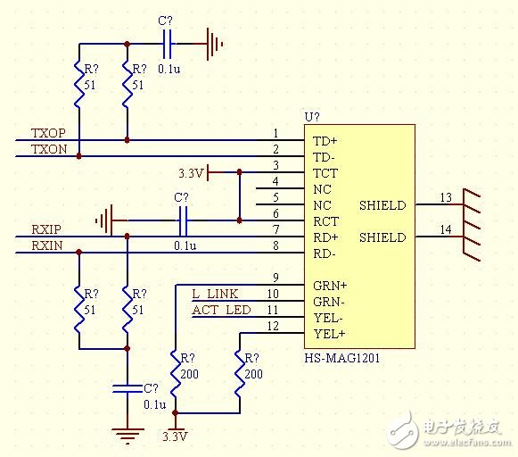 W5100網(wǎng)絡(luò)接口電子電路設(shè)計(jì)圖 —電路圖天天讀（160）