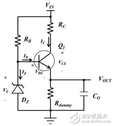 圖5：具有限流電阻器的串聯穩壓器