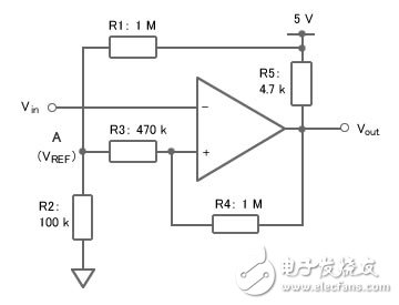 圖5：有滯后效應(yīng)的比較器電路