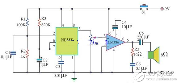 555電子門鈴電路原理圖