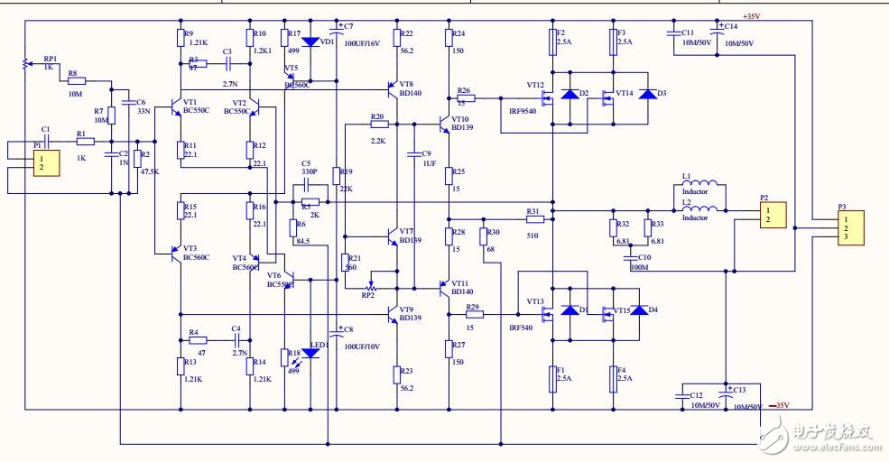 120W場效應管功放電路原理圖+PCB資料下載