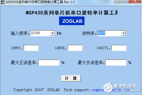 MSP430串口波特率計(jì)算器