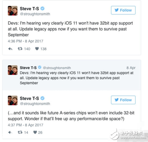 近日，知名開發者Steven Troughton-Smith透露，自iOS 11系統開始，蘋果將全面停止支持32位應用，屆時，App Store中將有大批32位應用無法正常工作，并且可別以為這是件小事，現在我們用的App中，有不少還停留在32位，游戲、教育和娛樂類應用占到了絕大多數，用戶可以到設計界面總的應用選項中進行查看。