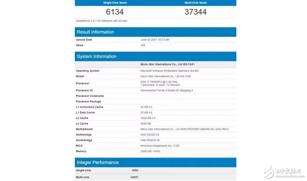 英特爾Skylake X處理器現身跑分庫：對比AMD Ryzen處理器結果有點