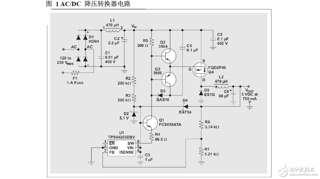 不帶變壓器的低成本、非隔離式AC/DC降壓轉換器