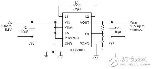 高效單電感與1.8A降壓/升壓變換器開關