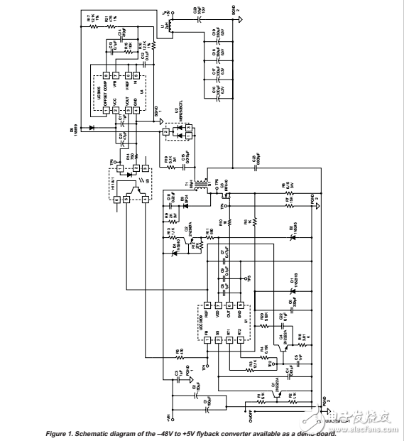 隔離50瓦反激變換器和uc3965精度參考誤差放大器