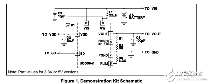 UCC3941升壓轉換器演示工具包示意圖和清單材料