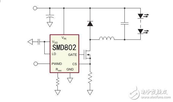 SMD802高效PWM線性恒流調光非隔離LED恒流驅動應用設計使用IC