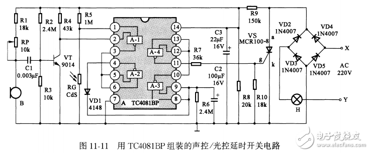 基于C4081BP聲、光控延時開關電路設計