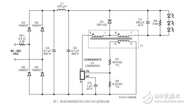 基于4.2 W非隔離LED驅動器（DER-186）