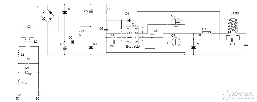 基于IR2520D控制集成電路鎮流器應用