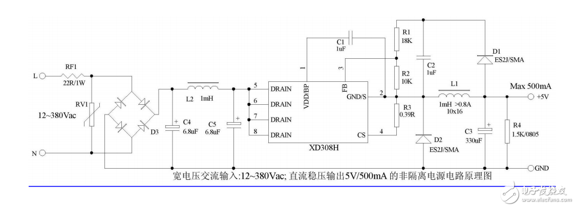 一款不帶變壓器的寬電壓、低成本、非隔離式ACDC?降壓轉換器