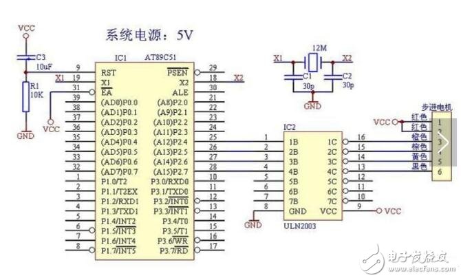 51單片機(jī)ULN2003驅(qū)動(dòng)步進(jìn)電機(jī)的典型應(yīng)用電路圖