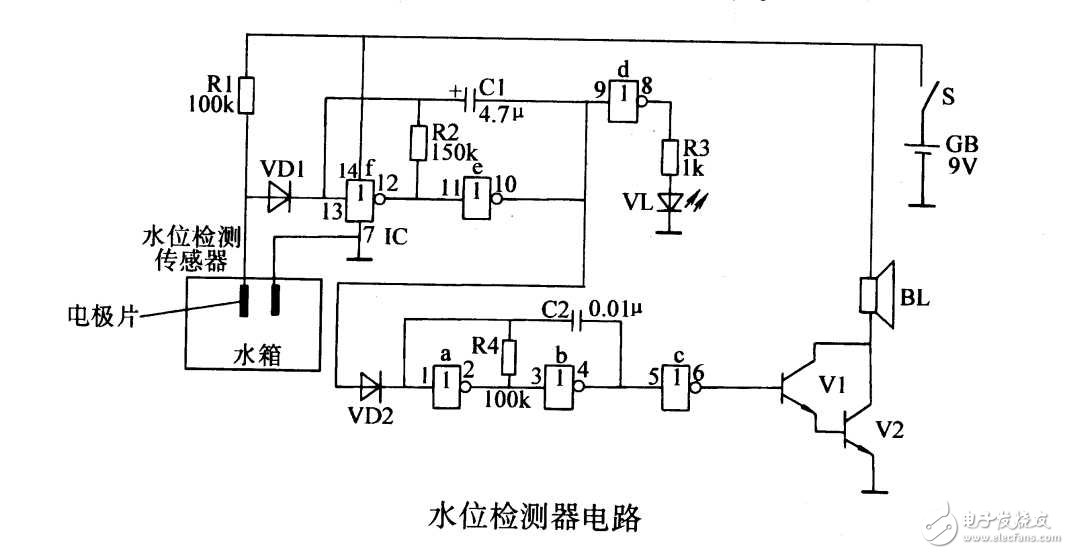 cd4069水位感應電路