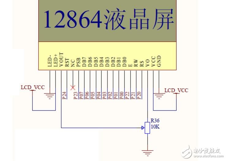 lcd12864與單片機連接圖