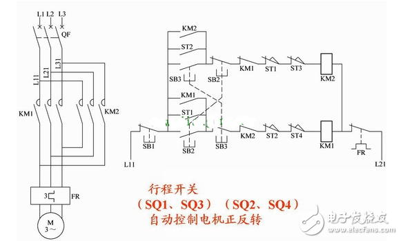 電動機正反轉自動循環(huán)控制電路原理