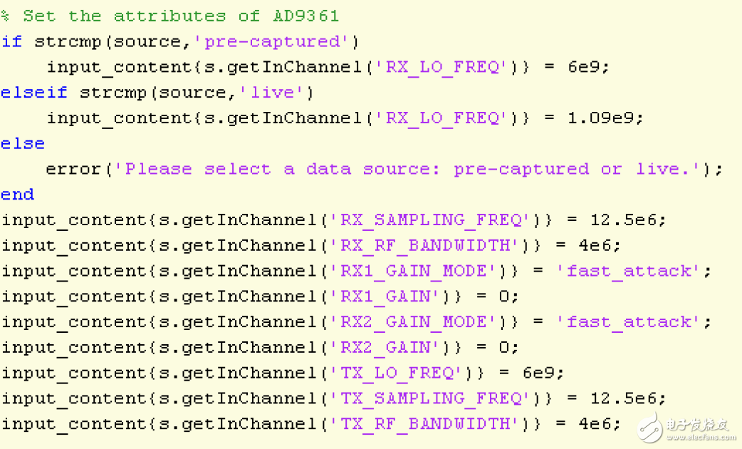 圖4. MATLAB libiio設置AD9361屬性