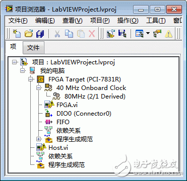 在項目瀏覽器窗口管理FPGA應用（FPGA模塊）