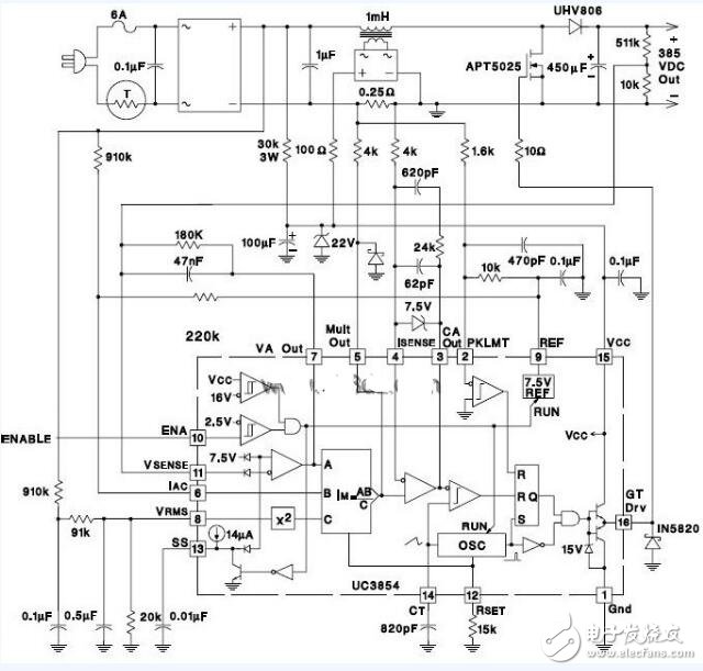 uc3854引腳功能及典型應(yīng)用電路