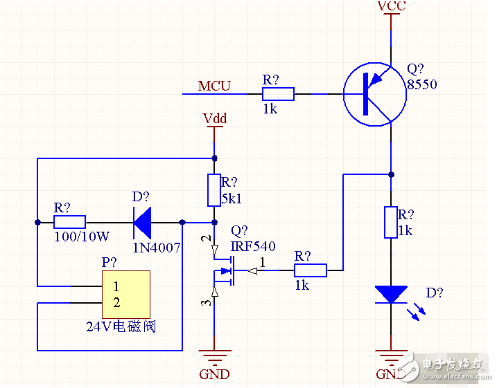 單片機5V輸出怎么樣去驅動一個24V的電磁閥？