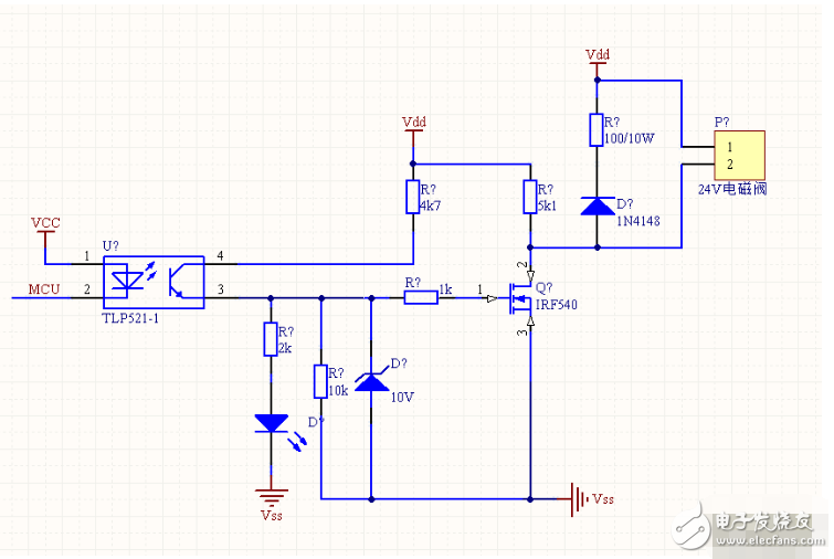 單片機5V輸出怎么樣去驅動一個24V的電磁閥？