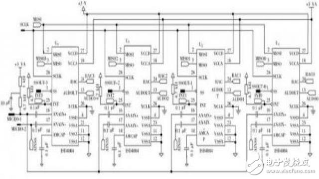 圖3多片ISD4004與STM32的連接