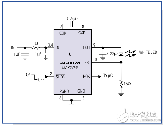 無電感升壓電路調節的白光LED偏置電流設計方案