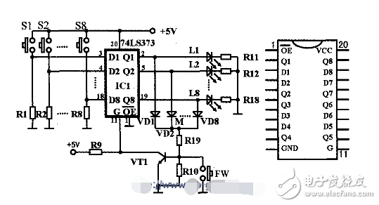 基于8D鎖存器74LS373的搶答器設計電路