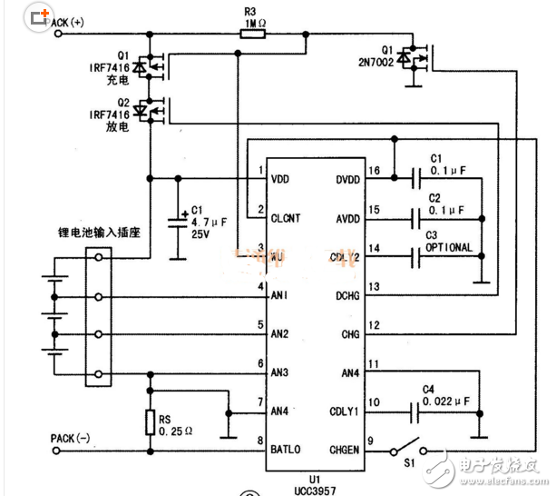 3.7v鋰電池保護板原理圖