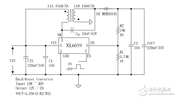 xl6019中文資料詳解_引腳圖及功能_內部結構_特性參數及典型應用電路