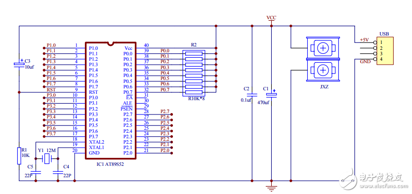 AT89S52單片機最小系統(tǒng)原理圖