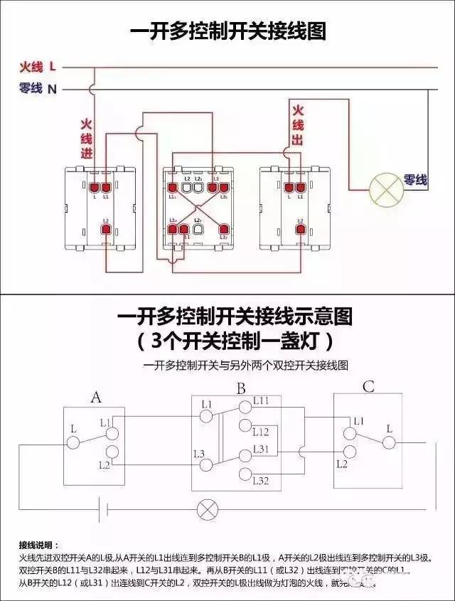 詳細(xì)圖片解析17種開關(guān)接線圖