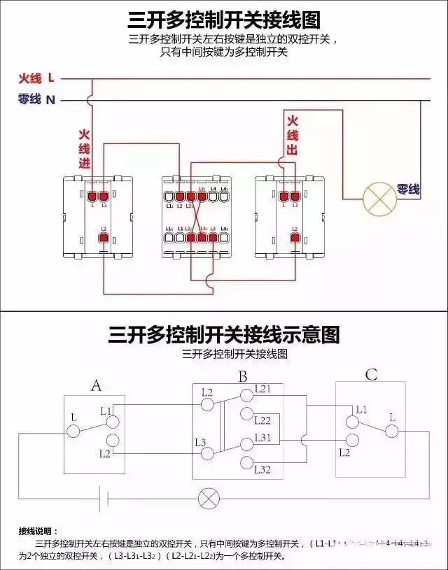 詳細(xì)圖片解析17種開關(guān)接線圖