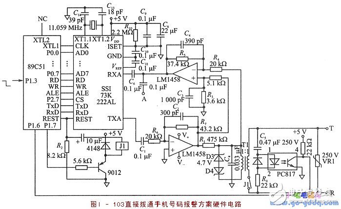基于MODEM芯片構成的單片機自動報警裝置設計