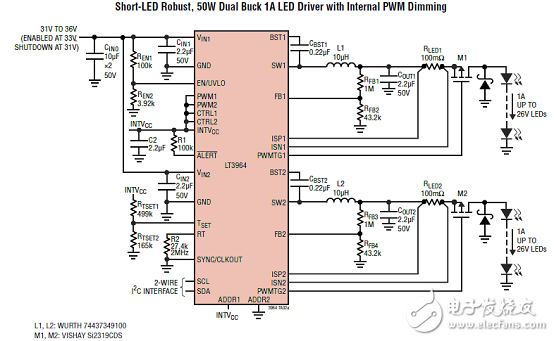 LT3964主要特性 同步降壓LED驅動器解決方案