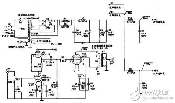 簡易電子管功放電路圖大全（6P3P\TDA2822\MC-275\6N5P電子管）