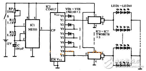 cd4017電子制作電路圖大全（單鍵觸摸開關/幸運抽獎機/紅綠燈/密碼鎖）