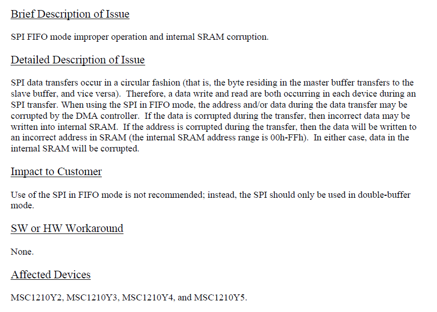 MSC1210設(shè)備功能與產(chǎn)品數(shù)據(jù)表異常的描述